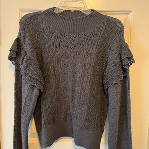 Zara Charcoal Lace Knit Sweater